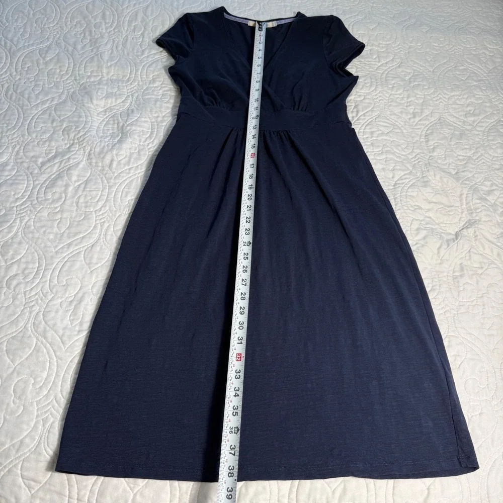 Boden Navy Blue Cotton Minimalist Jersey Empire Waist Faux Wrap Dress US 6 M EUC